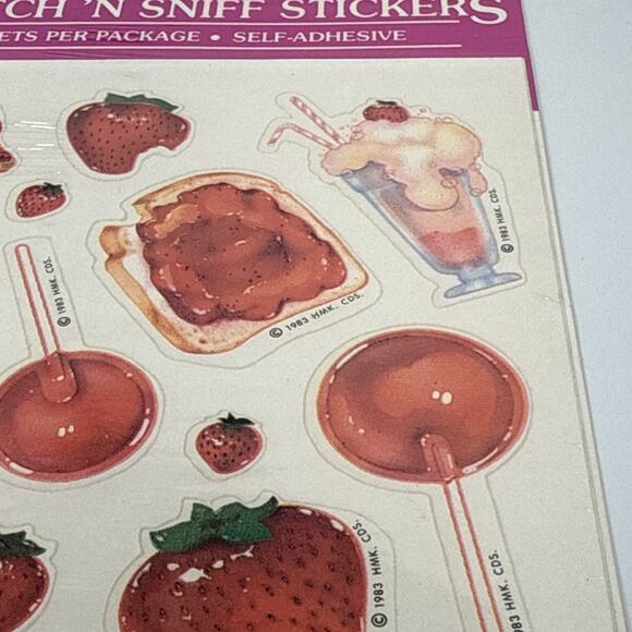 MINT NOS 1983 Hallmark Scratch ’N Sniff Stickers - Strawberry Scent/Theme - Picture 5 of 14